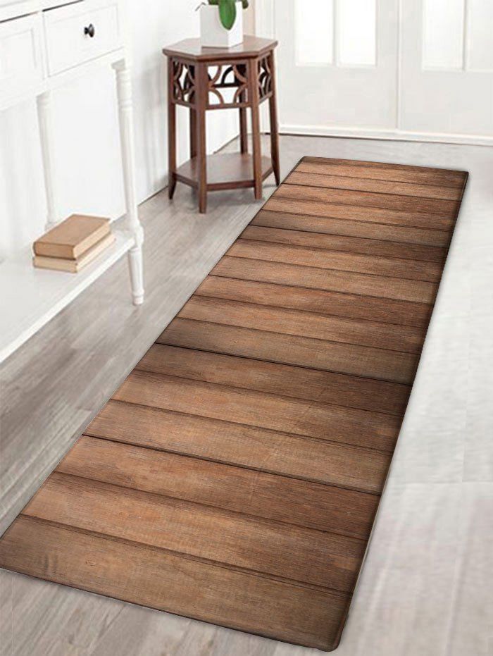 

Vintage Wood Grain Flannel Skidproof Bath Mat, Wood color