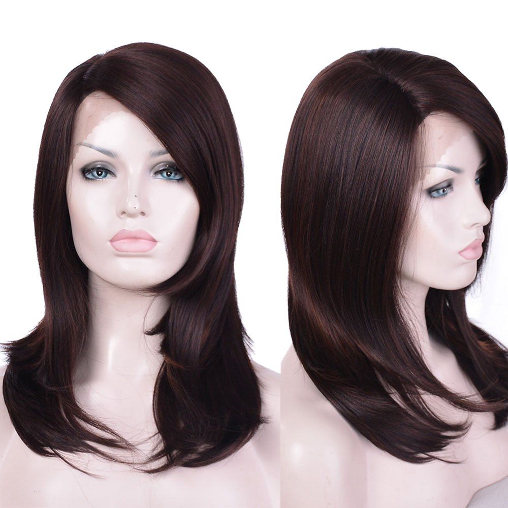 

Long Side Parting Layered Straight Synthetic Lace Front Wig, Brown