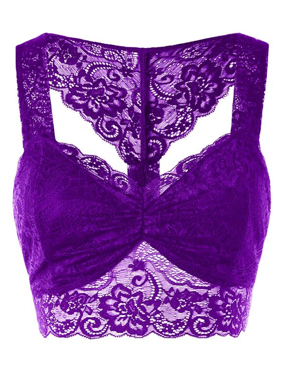 Soutien-gorge en Dentelle à Dos Nageur Grande Taille - Pourpre 5XL