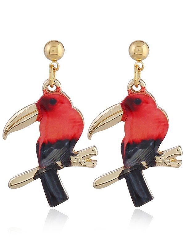 

Funny Alloy Bird Drop Earrings, Red