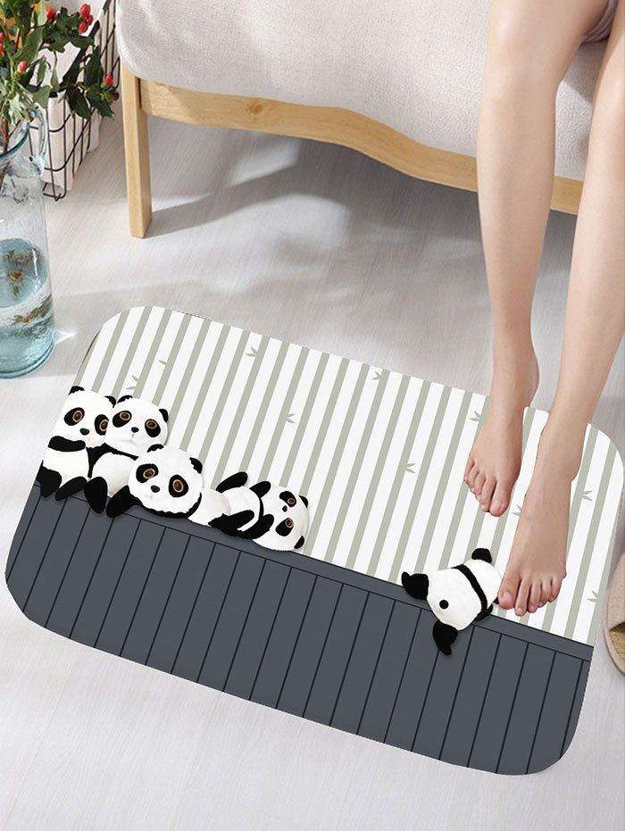 

Pandas Print Flannel Nonslip Bath Mat, Little pandas