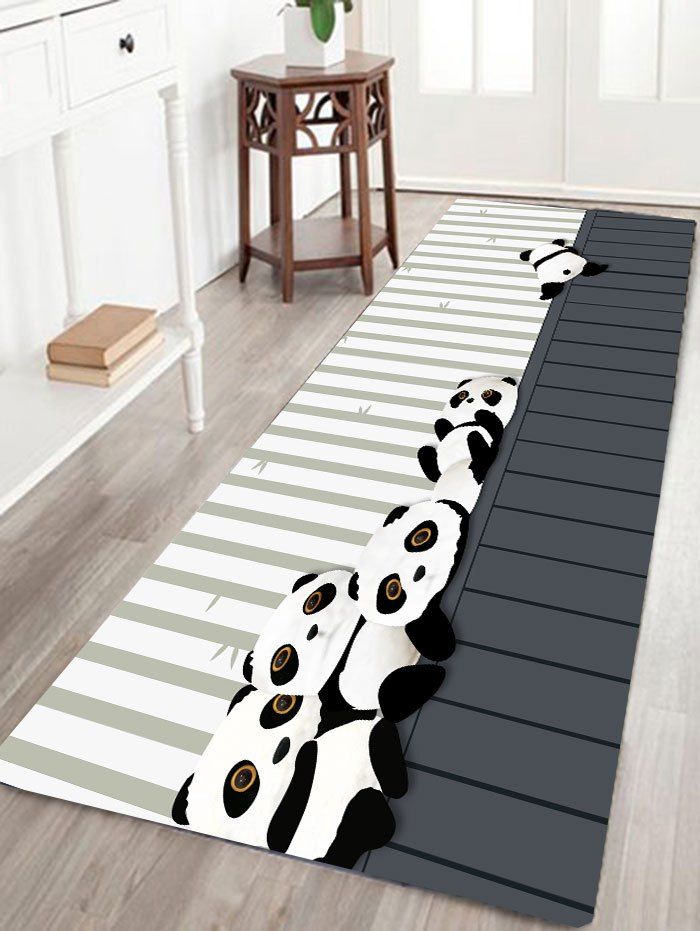 

Pandas Print Flannel Nonslip Bath Mat, Little pandas