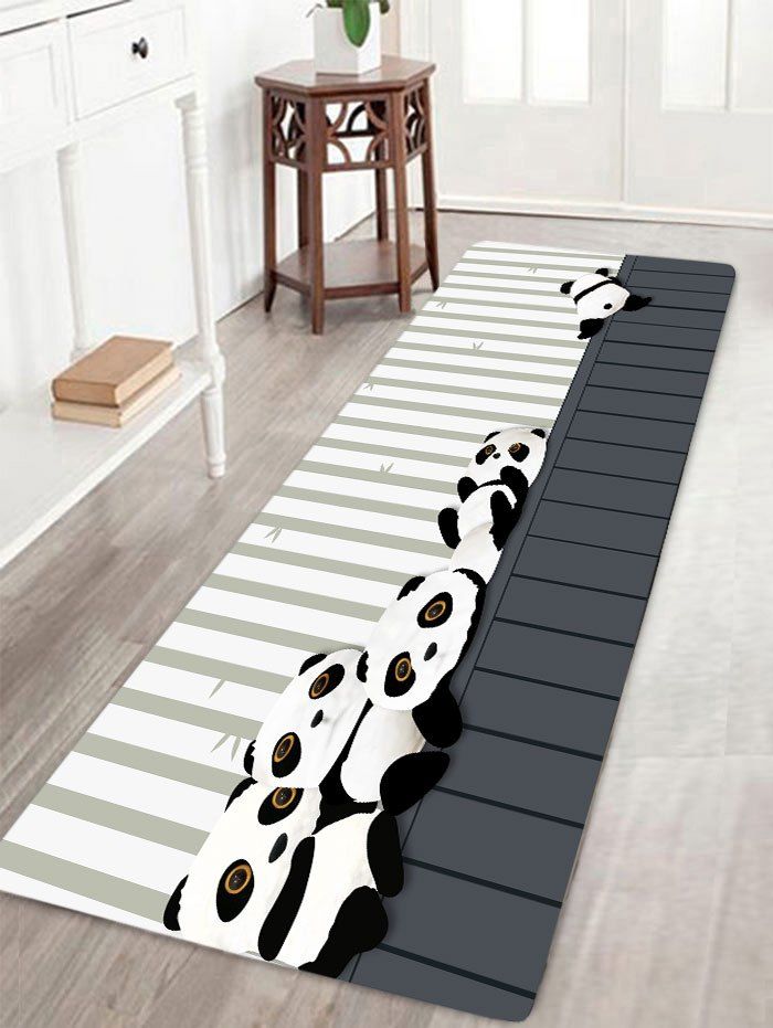 

Pandas Print Flannel Nonslip Bath Mat, Little pandas