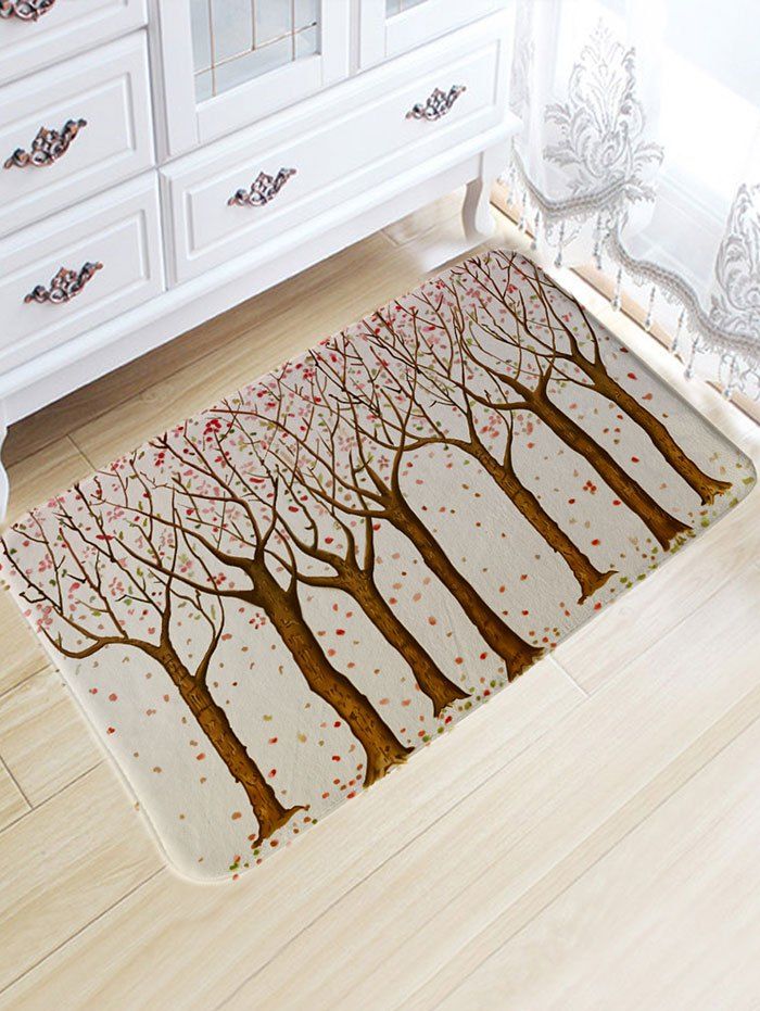 

Cartoon Forest Print Flannel Nonslip Bath Mat, Colormix