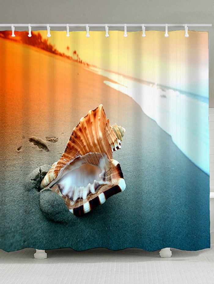 

Beach Conch Print Waterproof Polyester Bath Curtain, Colormix