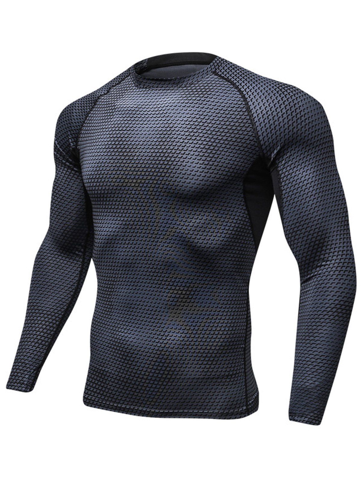 

3D Geometric Print Stretchy Quick Dry T-shirt, Black