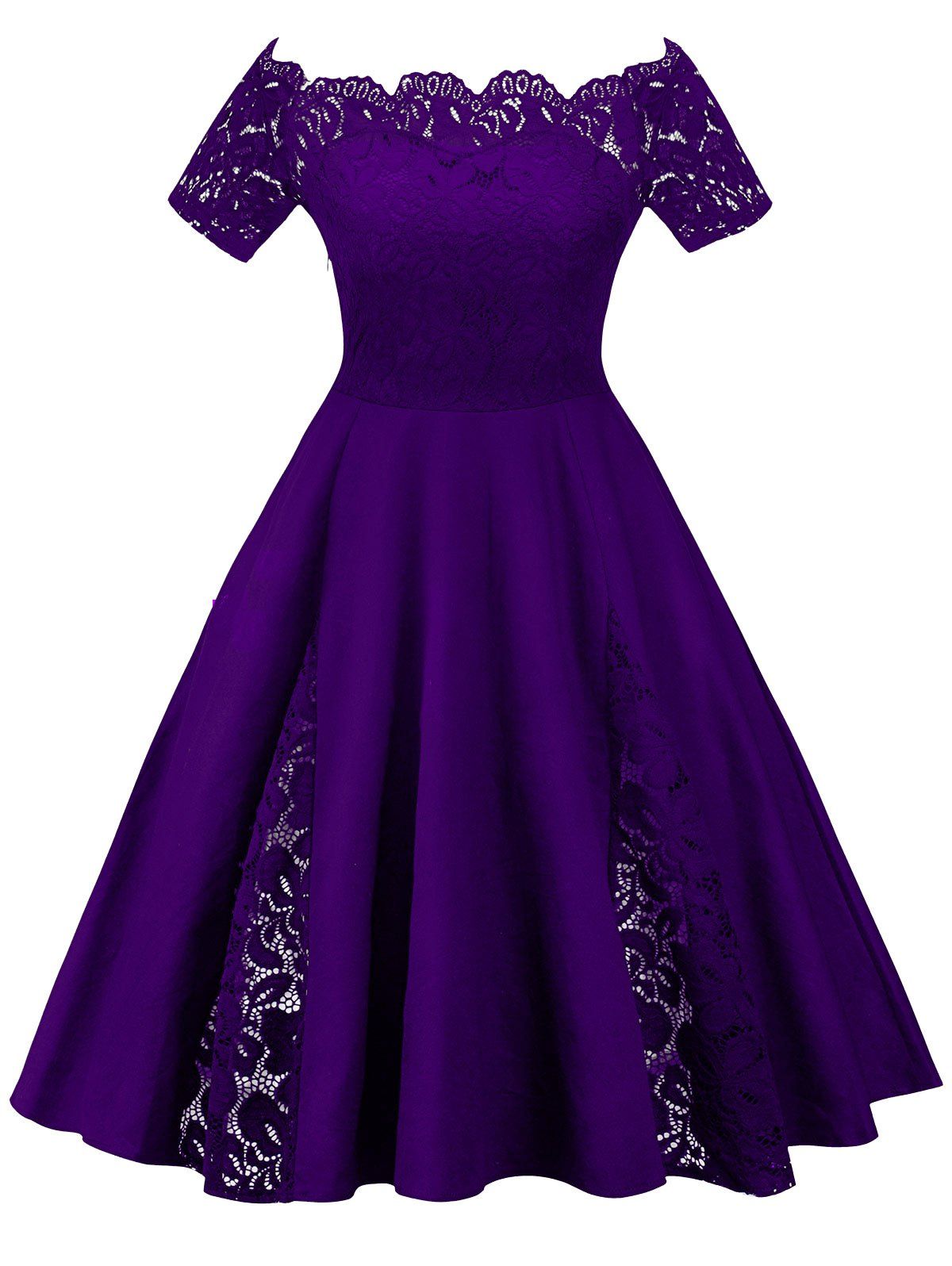 DressLily.com: Photo Gallery - Plus Size Off Shoulder Lace Panel Dress