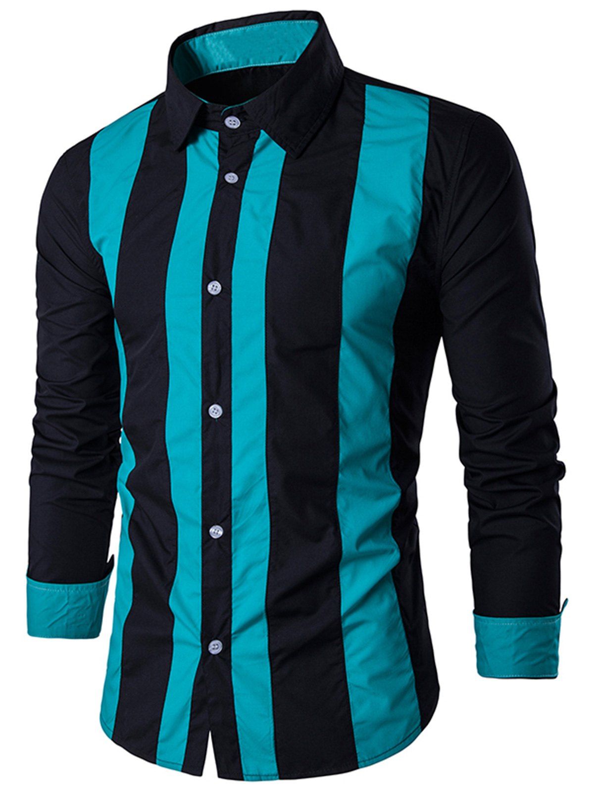 

Contrast Vertical Stripe Casual Shirt, Black