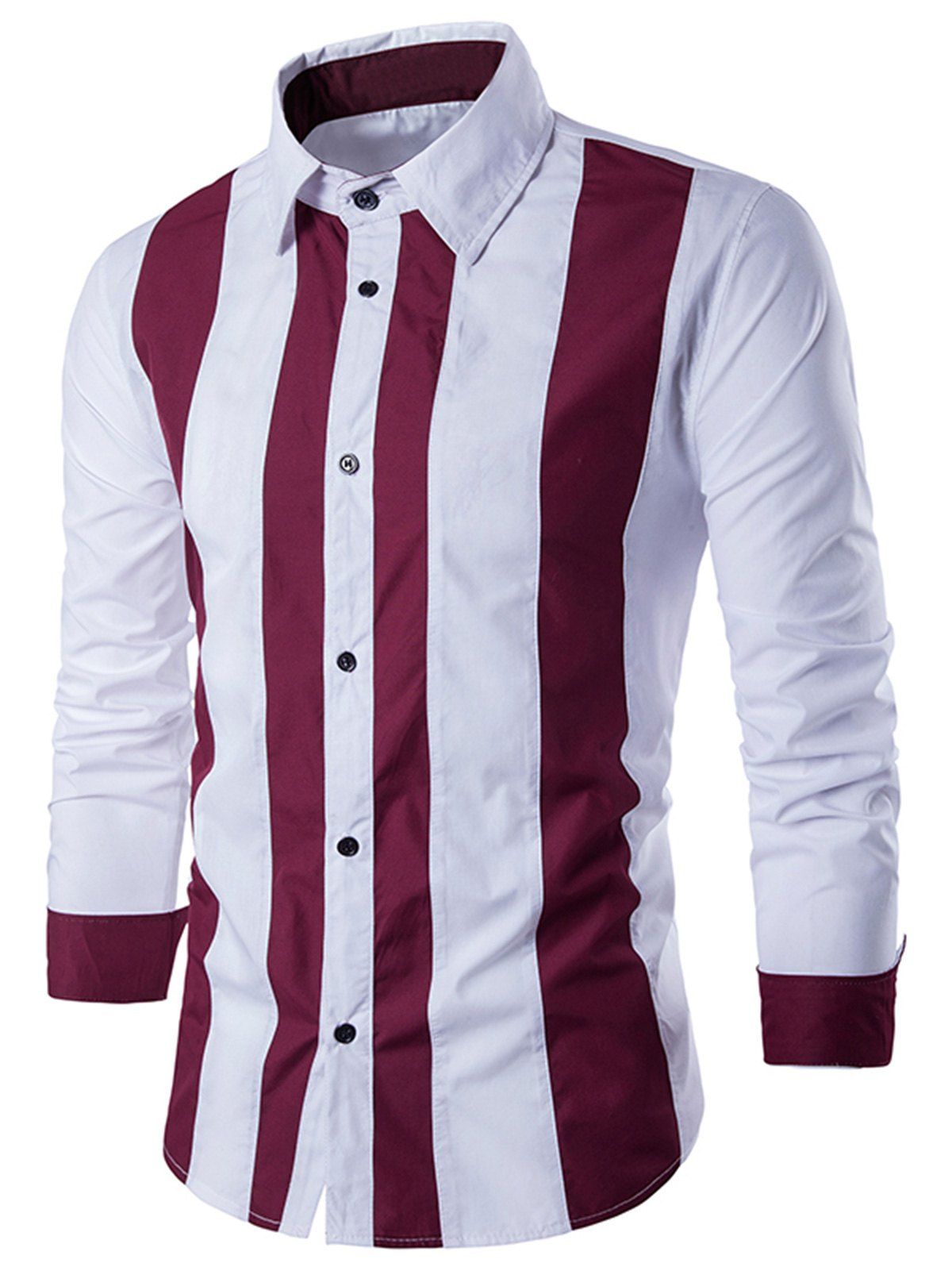

Contrast Vertical Stripe Casual Shirt, White