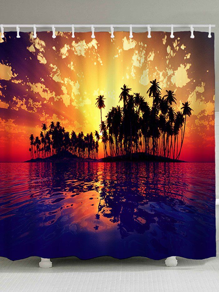 

Sunset Seascape Print Waterproof Bath Curtain, Colormix