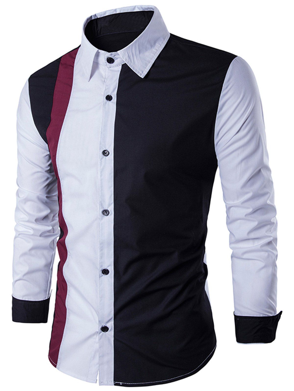 

Button Up Two Tone Casual Shirt, Black