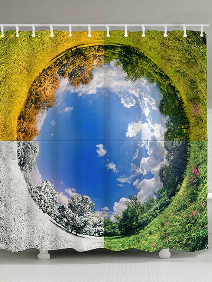 

Four Seasons Landscape Print Waterproof Bath Curtain, Colormix