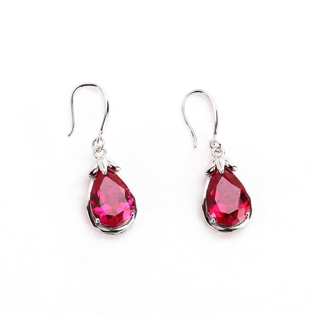 

Cubic Crystal Fruit Shape Drop Earrings, Red