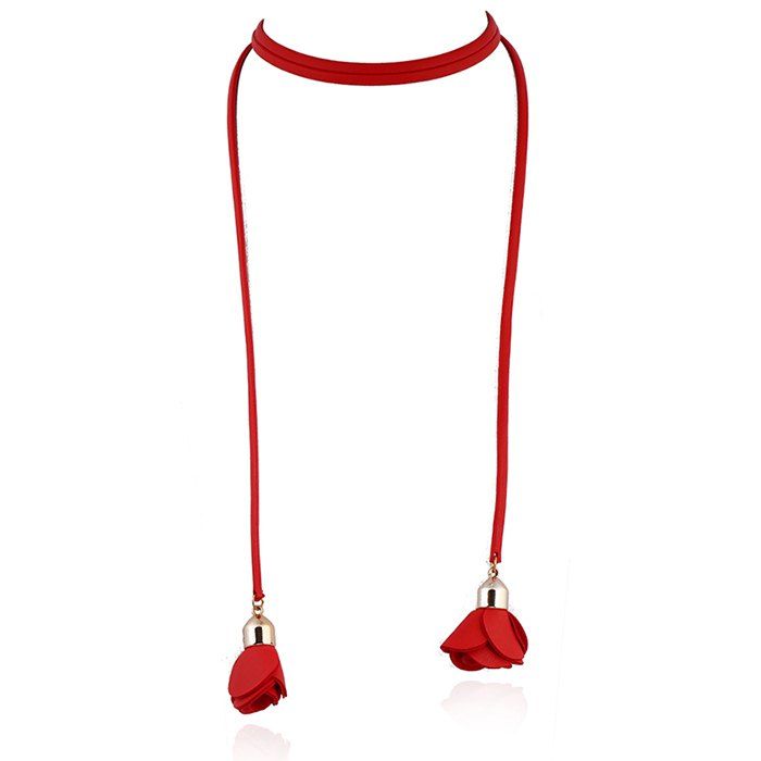 

Fringe Wrap Petal Design Pendant Necklace, Red