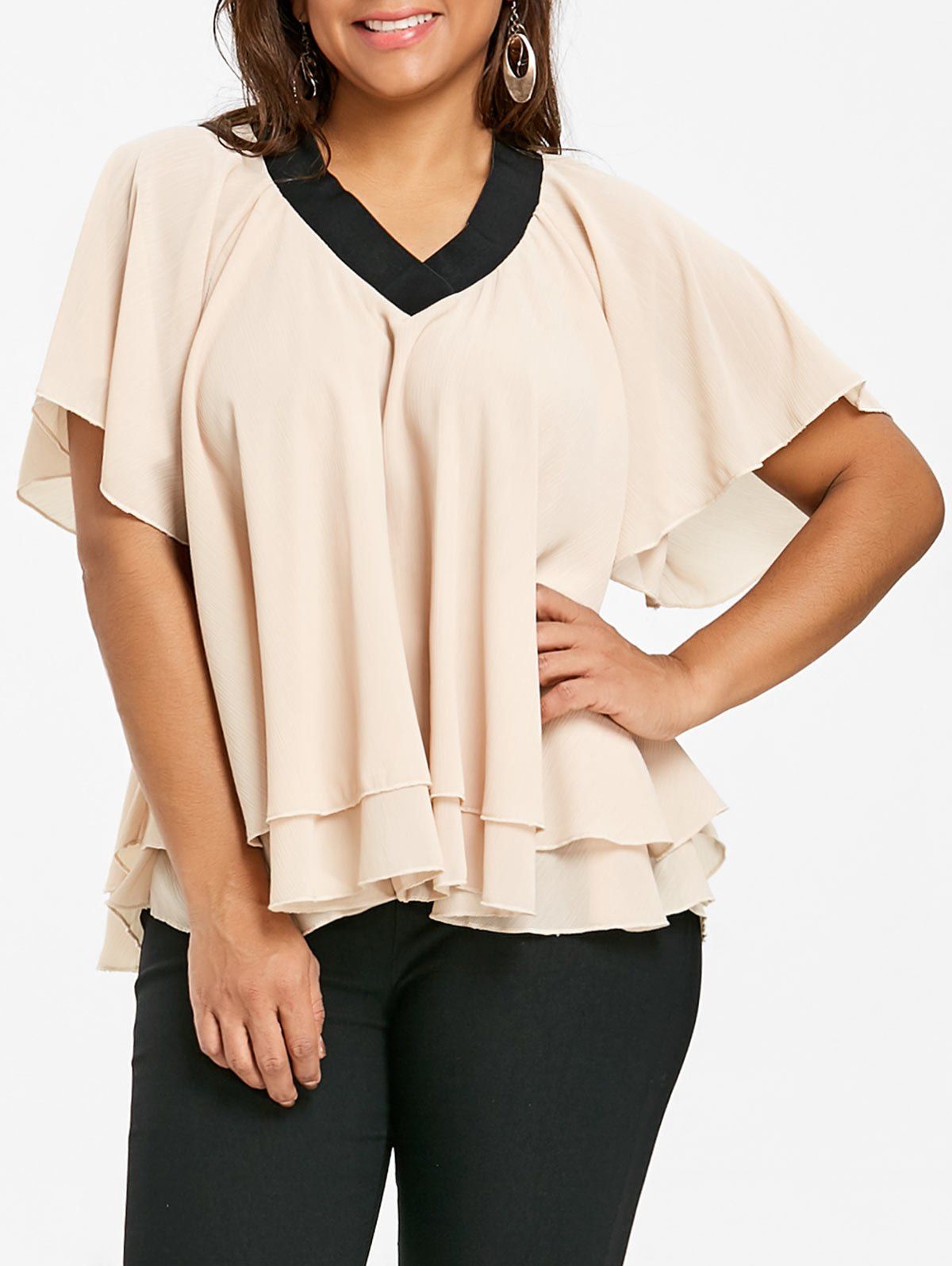 

Layered Plus Size Chiffon Top, Khaki