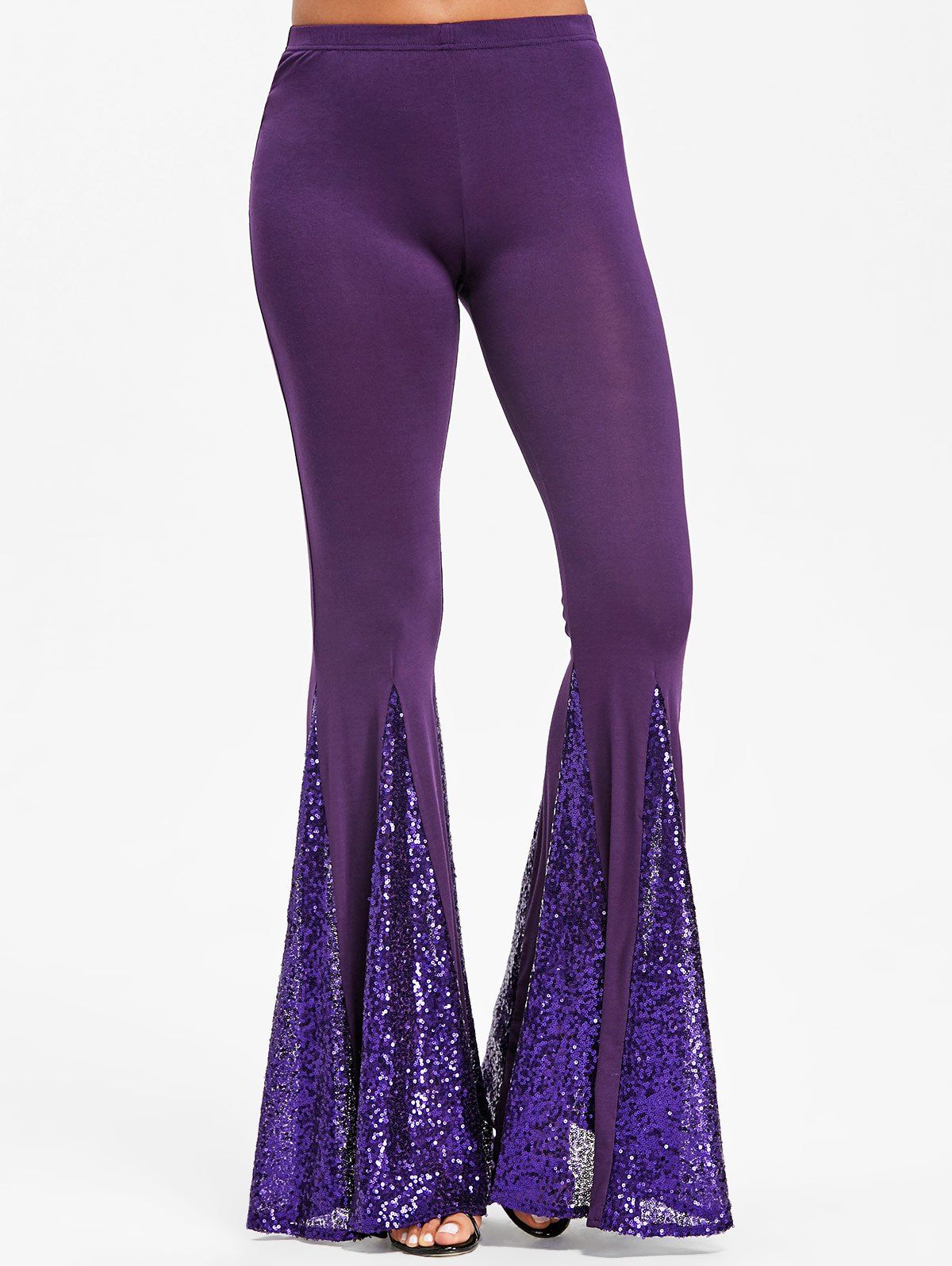 2018 Sequined Flare Pants PURPLE XL In Pants Online Store. Best Galaxy ...