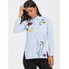 Embroidered High Low Blouse - LIGHT BLUE S