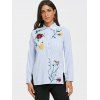 Embroidered High Low Blouse - LIGHT BLUE S