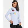 Embroidered High Low Blouse - LIGHT BLUE L