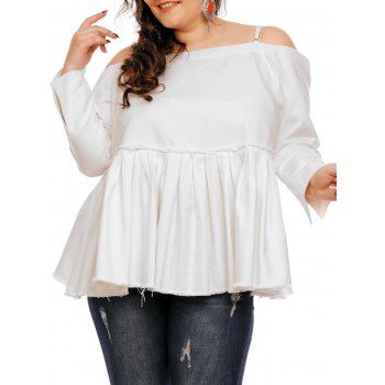 

Plus Size Off The Shoulder Peplum Top, White