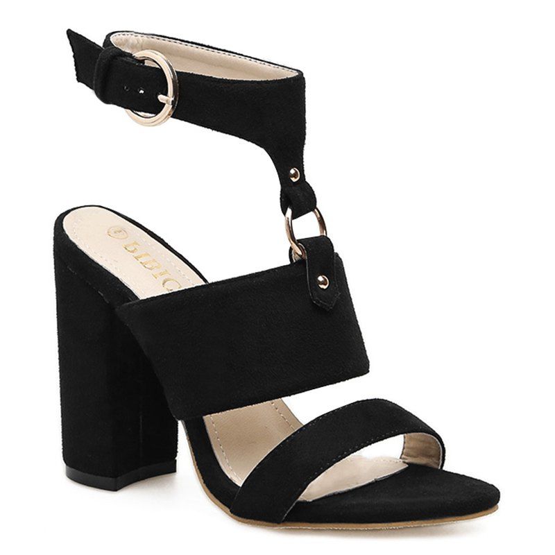 

High Heel Buckled Sandals, Black