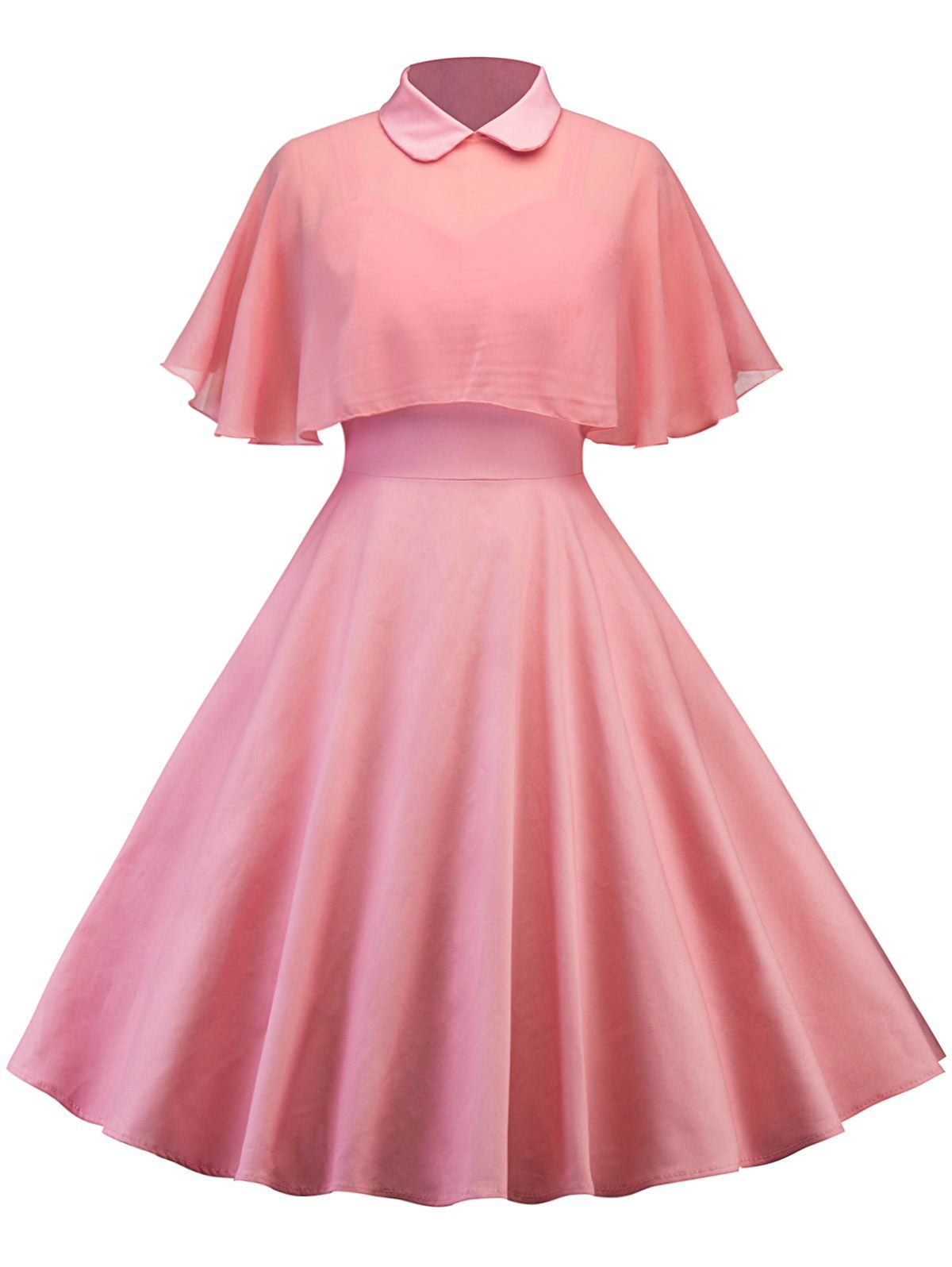 

Vintage Pin Up Dress With Mesh Cape, Cameo