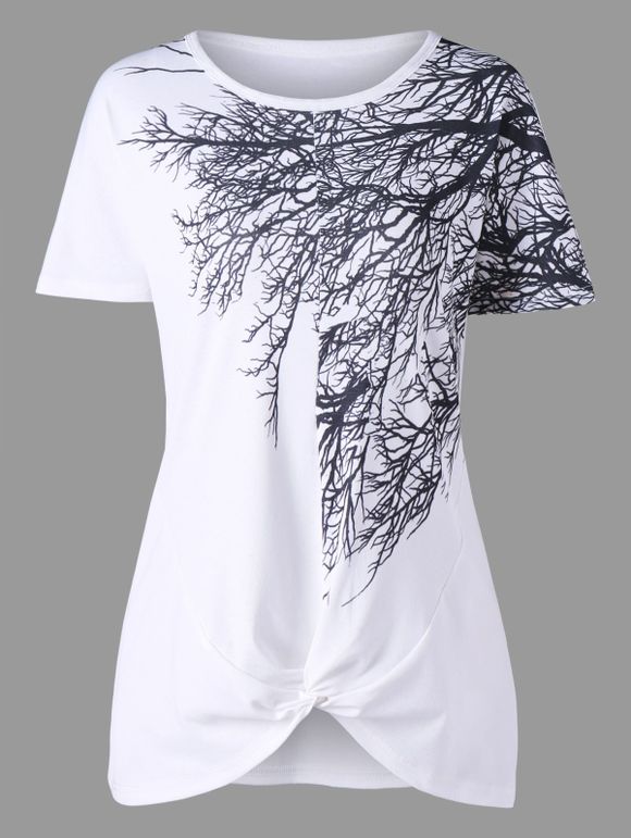 T-shirt à Imprimé Branche D'arbre à Noeud - Blanc XL