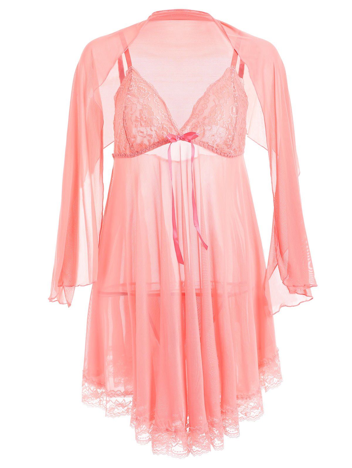 pink sheer babydoll dress