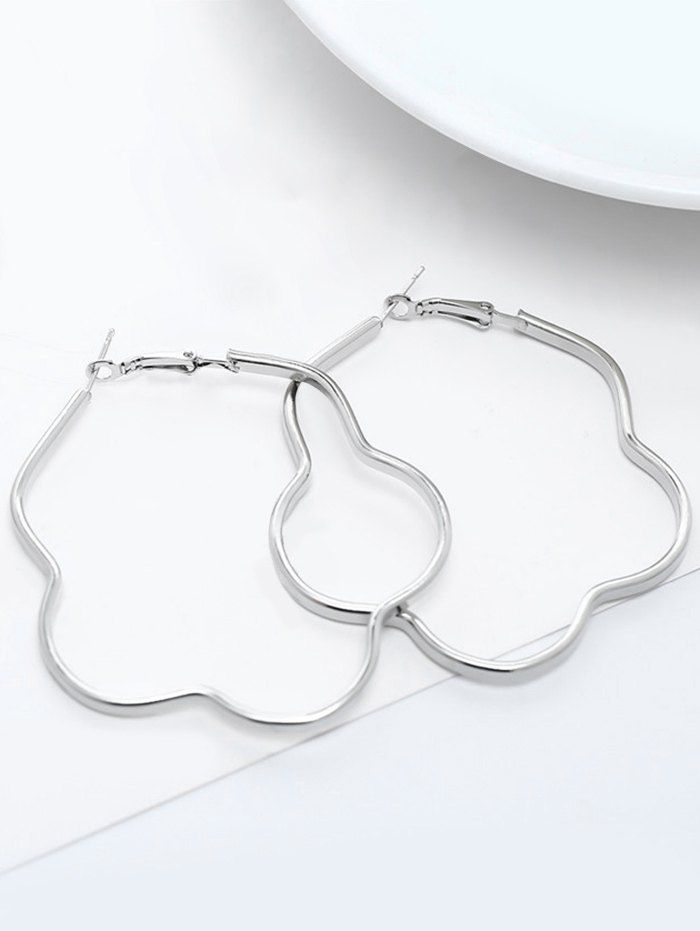 

Retro Geometric Alloy Hoop Earrings, Silver
