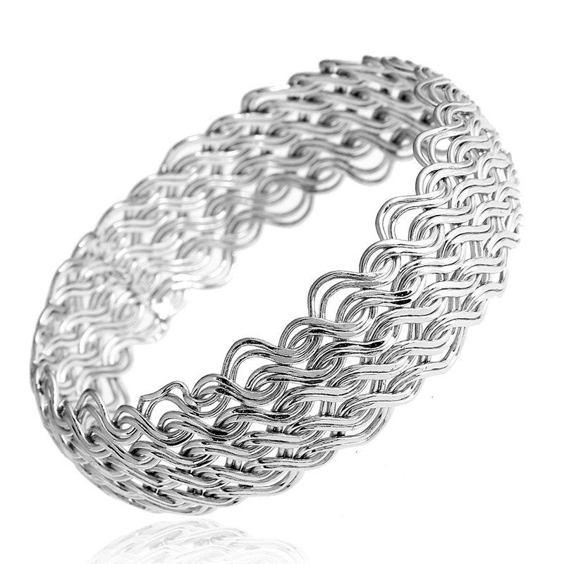 

Hollow Out Twist Metal Bracelet, Silver