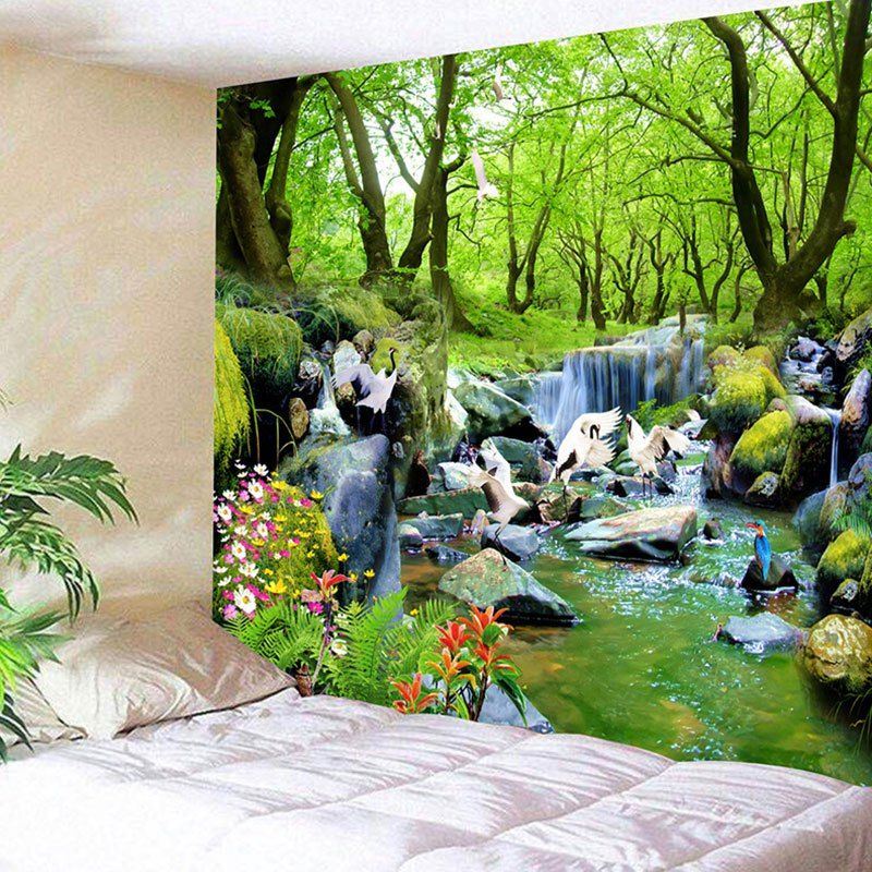 

Wonderland Birds Print Wall Art Tapestry, Green