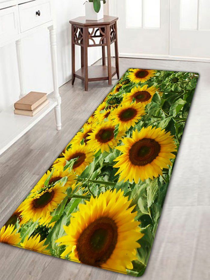 

Sunflower Print Skidproof Flannel Bath Rug, Colormix