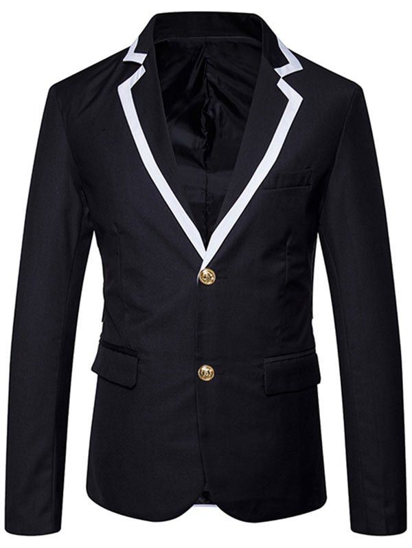 

Edging Collar Single Breasted Blazer, Black