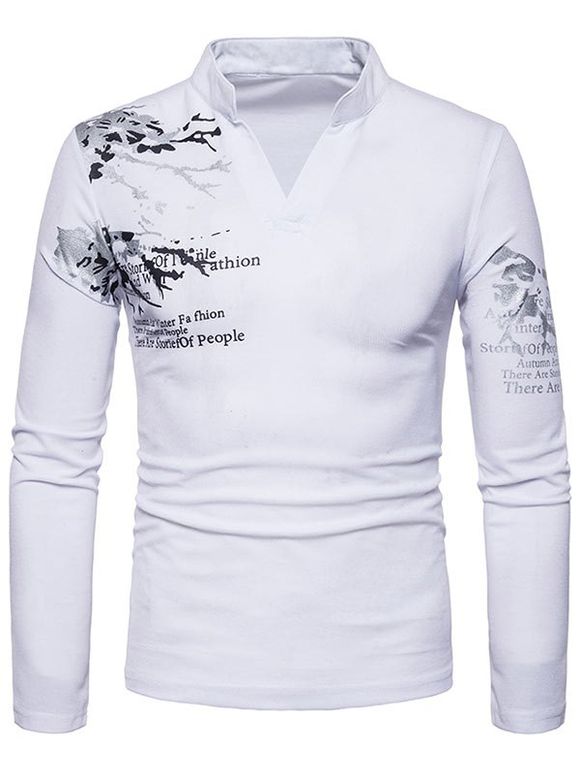 T-shirt à manches longues à encolure dégagée - Blanc 2XL