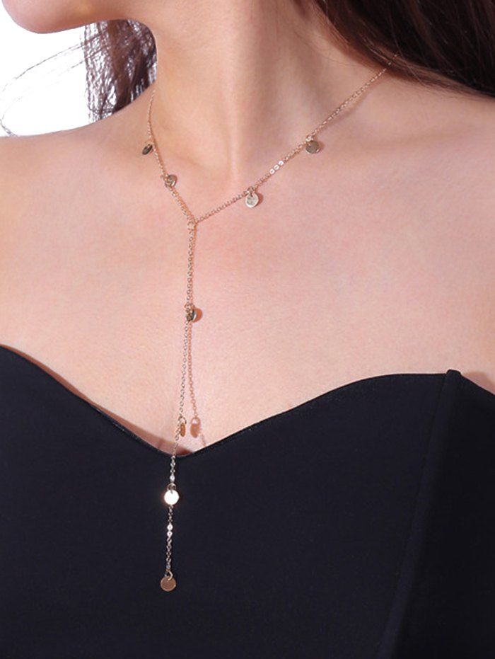 

Vintage Metal Sequins Fringed Pendant Necklace, Golden