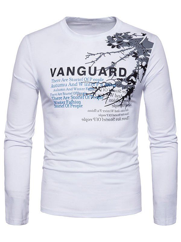 

Long Sleeve Floral Graphic Print Tee, White