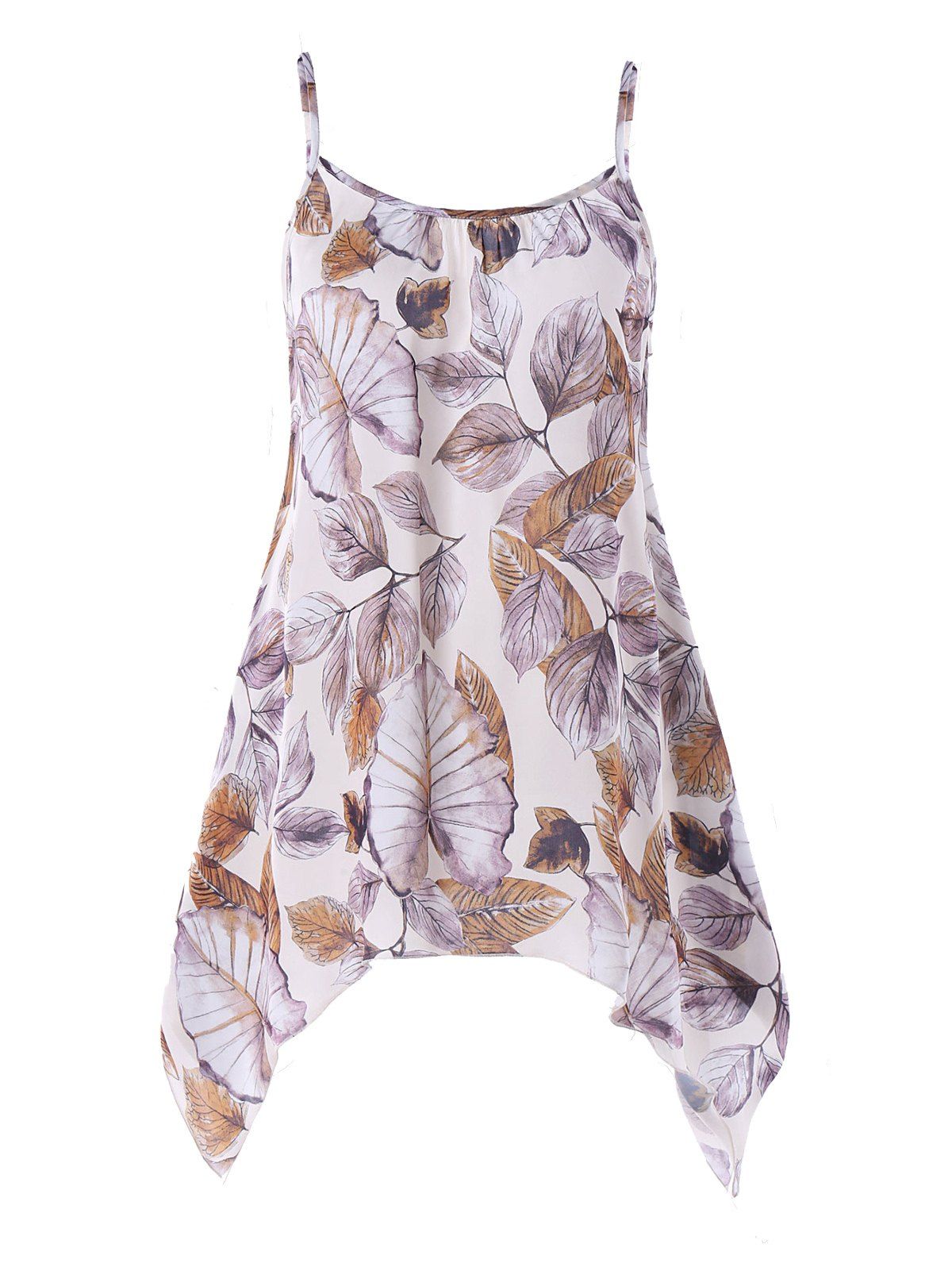 

Leaf Crescent Hem Tank Top, White