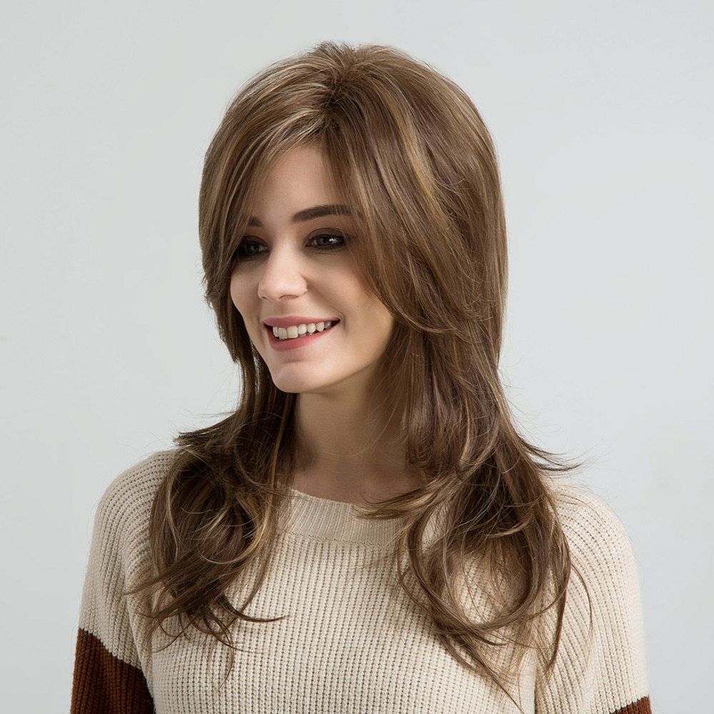 

Long Colormix Side Bang Layered Straight Synthetic Wig