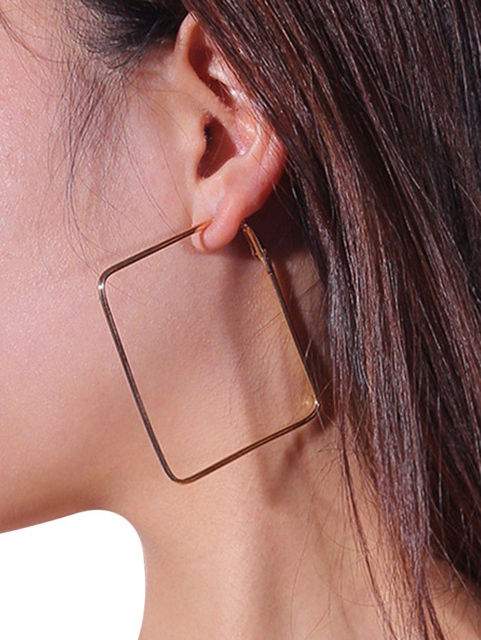 

Unique Geometric Alloy Hoop Earrings, Golden