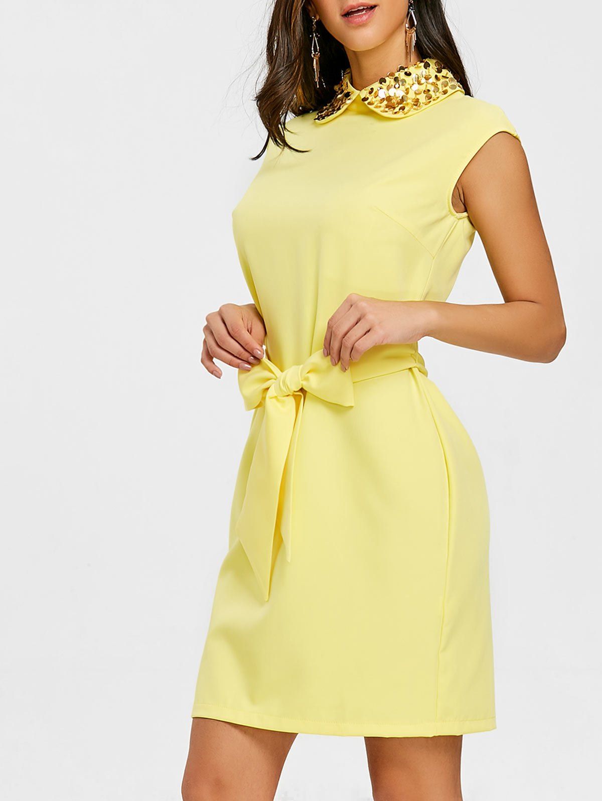 

Sequins Shift Mini Dress, Yellow