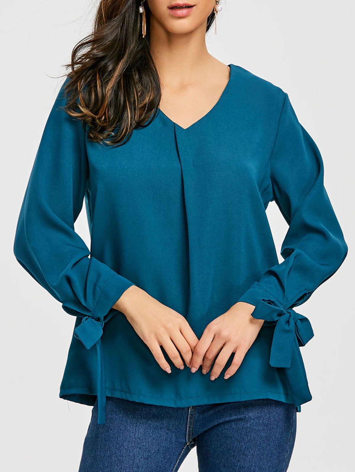 

Chiffon V Neck Blouse, Blue