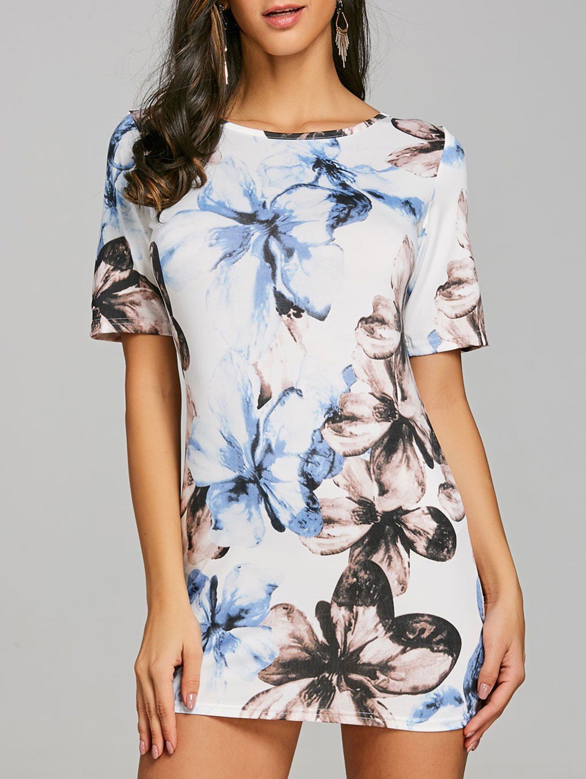 

Floral Printed Bodycon Mini Dress, White
