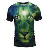 T-shirt Ras du Cou à Motif Visage de Lion - Vert L