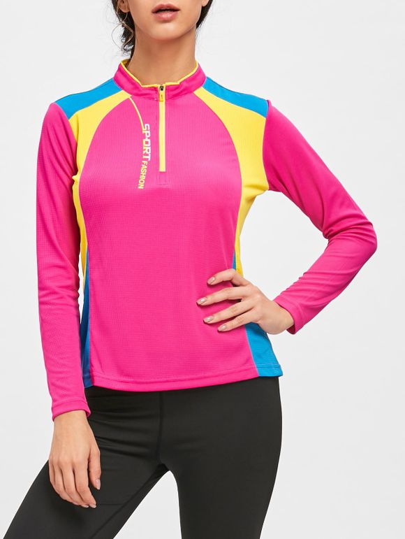 Half Zip Hit Color Cycling T-shirt - TUTTI FRUTTI 2XL