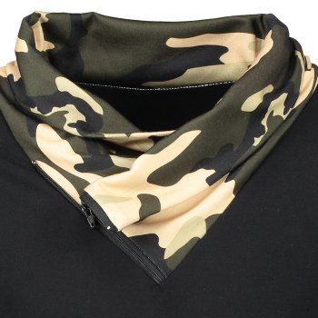 

Long Sleeve Heaps Collar Camouflage T-shirt, Black