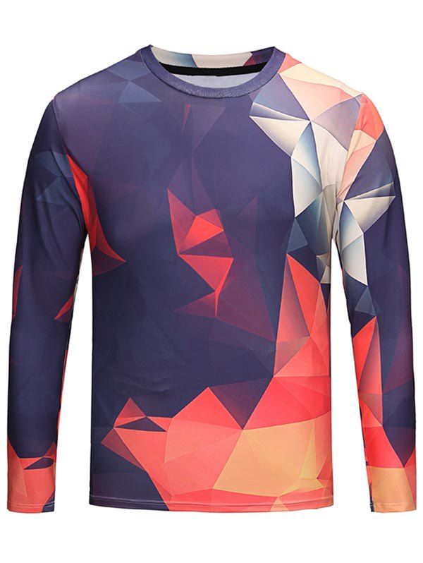 T-shirt Motif Géométrique à Col Rond - multicolore 2XL