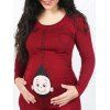 Haut Maternité Imprimé Bébé à Manches Longues - Rouge vineux XL
