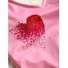 Valentine Lace Applique Backless Plunge Swimsuit - PINK XL