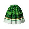 Striped Leaf Print Skirt - GREEN XL