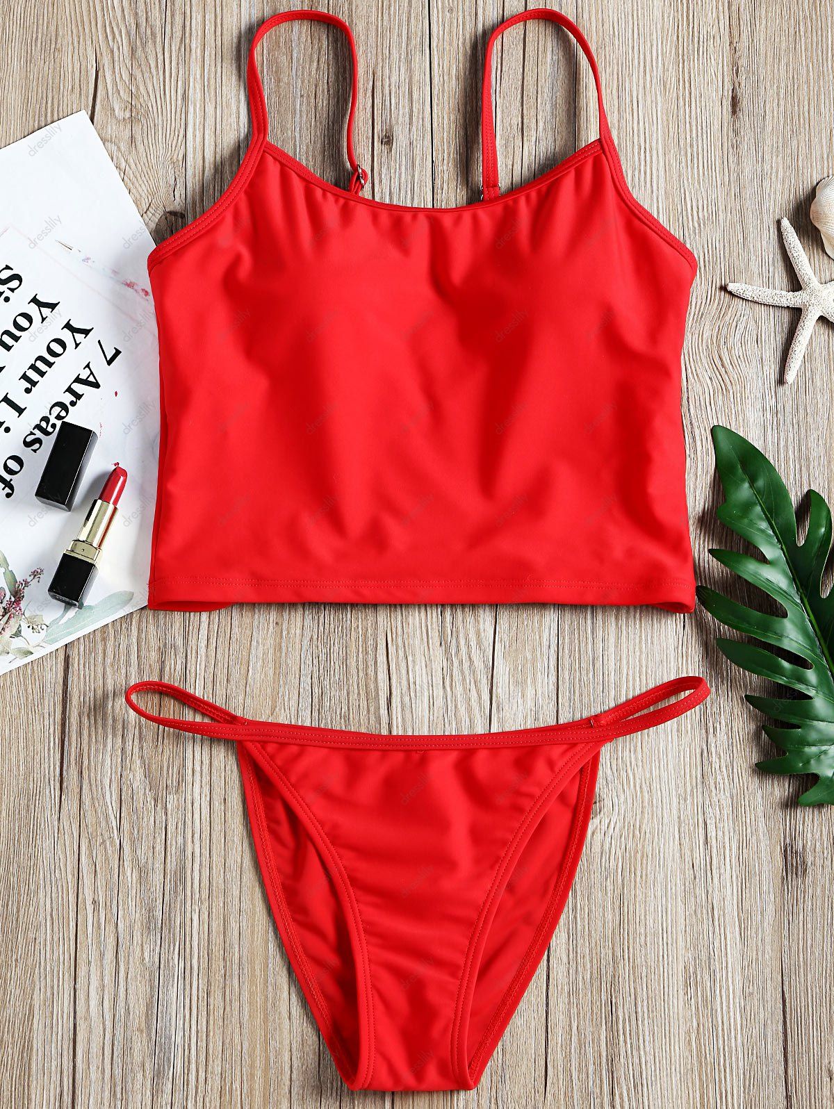 [72% OFF] 2021 Cami Strap String Low Waist Bikini In RED | DressLily